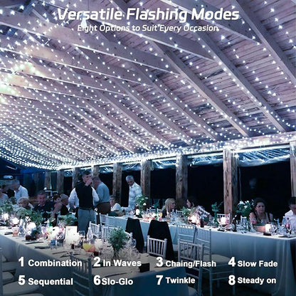 cshare Solar Fairy Lights Outdoor Waterproof,16.4ft 50LED Solar String Lights for Outside 8 Modes 2 Packs for Patio Backyard Garden Wedding Deorations Cool White