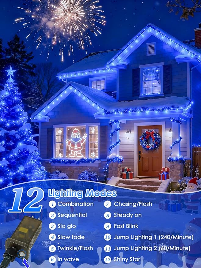 2026 New Voice Control Connectable 2PK 164FT 400LED Christmas String Lights Indoor Outdoor with Remote | Smart Twinkle Fairy String Lights 12 Modes & Timer for Xmas Tree Decor (Blue)