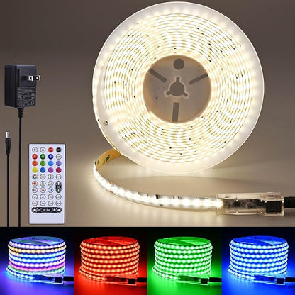 RGBW IC Natural White 4000K 24V COB LED Strip 16.4ft WS2811 Addressable Color Changing Multicolor RGB+NW LED Tape Lights Kit for Bedroom,Gaming Room,Party Lights