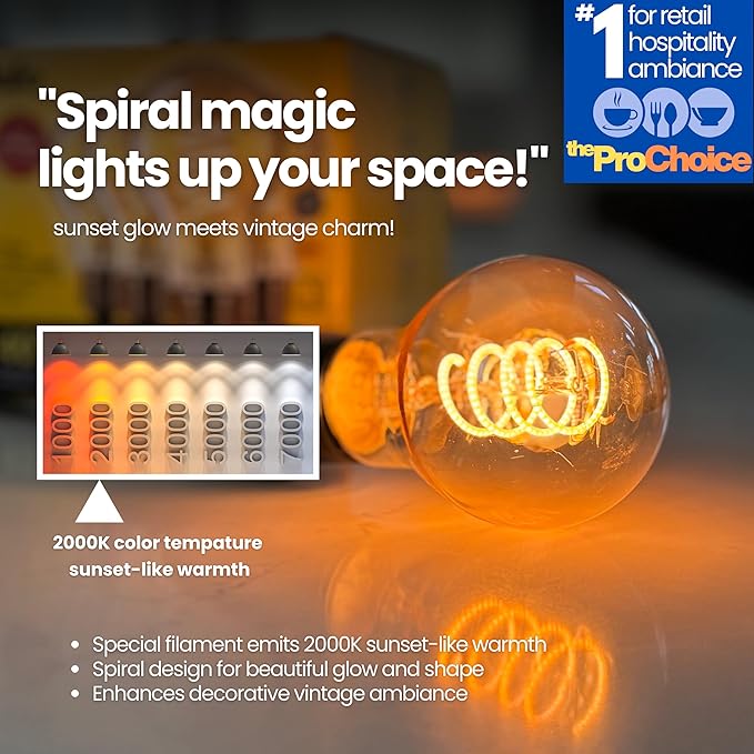 TimelessGlow 4 Pack Dimmable A19 LED Filament Bulb 5W 40W Equivalent Warm Amber 2000K E26 Base CRI80 Amber Glass Spiral Filament ETL FCC Certified Flicker Free Decorative Lighting