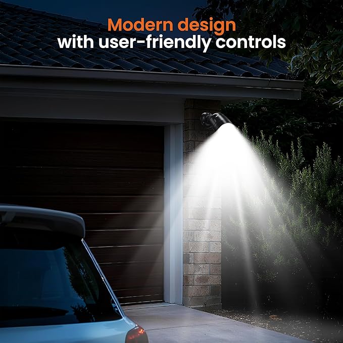 Battery Operated Motion Sensor Light Outdoor, 4000mAh Rechargeable 600 Lumen Battery Powered Spotlight Outdoor Waterproof for Porch, Garage, House (2 Pack Black)
