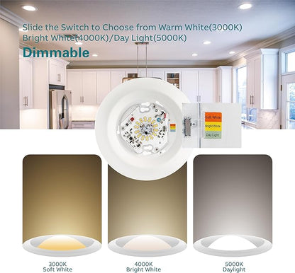DEGNJU 2 Pack 5/6 Inch LED Low Profile Surface Mount Disk Light, 3000K/4000K/5000K Dimmable Recessed Ceiling Light, CRI90, 1200LM, 15W=100W