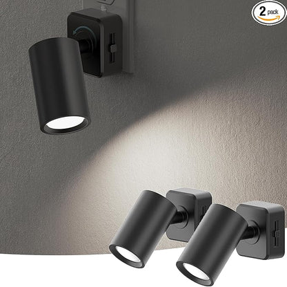 Briignite Night Lights Plug into Wall, 320° Rotating Night Light Plug in, 2Pack, Dusk to Dawn Sensor, 1W Dimmable Led nightlight Daylight White Spot Light for Bedroom, Kids Room, Bathroom