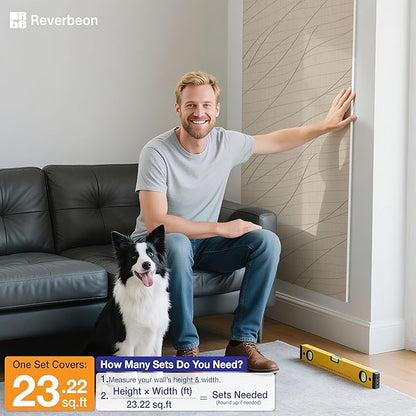 6 PCS Acoustic Panels, 23.6x23.6 Inch Sound Absorbing Panels, Decorative Acoustic Wall Panels for Recording and Home Studio, Office with Double-Sided Adhesive Tape