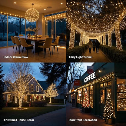 Etinga 200 LED String Lights 66ft Warm White, Plug in Fairy Lights with 8 Lighting Modes, Indoor Outdoor Christmas Lights for Bedroom Tree Yard Patio Wedding Holiday Decor (Warm White, 200 LED 66ft)