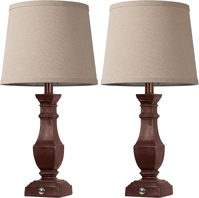 ROTTOGOON Dimmable Table Lamps Set of 2, Rustic Farmhouse Table Lamps for Living Room Bedroom, Bedside Desk Lamps for end Tables, Touch Lamps for nightstand, 9W Bulbs Included, 22", Antique Red