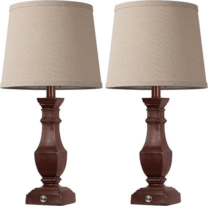 ROTTOGOON Dimmable Table Lamps Set of 2, Rustic Farmhouse Table Lamps for Living Room Bedroom, Bedside Desk Lamps for end Tables, Touch Lamps for nightstand, 9W Bulbs Included, 22", Antique Red