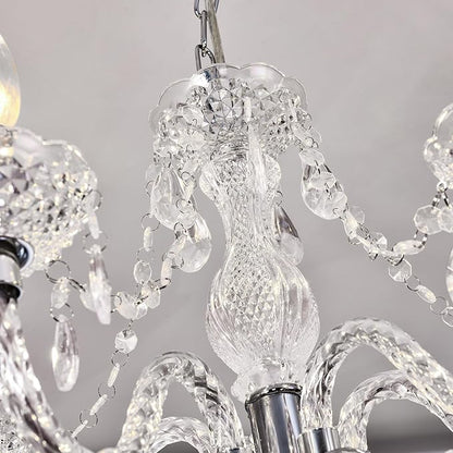 2PCS Plug-in 5 Light Crystal Hanging Pendant Lights Acrylic Chandelier with Clear Cord & On/Off Switch H19 D19.7 for Kitchen Island Girls' Room Dining Area Laundry Pavilion