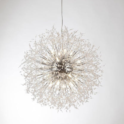 Dandelion Crystal Chandeliers, Modern Large 16 Lights Firework Chandelier, Chrome Sputnik Pendant High Ceiling Light Fixture for Foyer Entryway Living Room