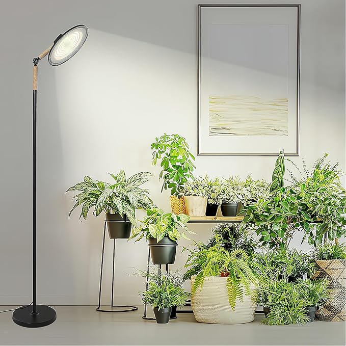 HMVPL 100W Grow Lights for Indoor Plants Full Spectrum, Plant Lights for Indoor Growing with 216 Light Beads, Timer, Remote Control, Dimmable Standing Growth Lamp for Large Many Plants(5 Level Height)