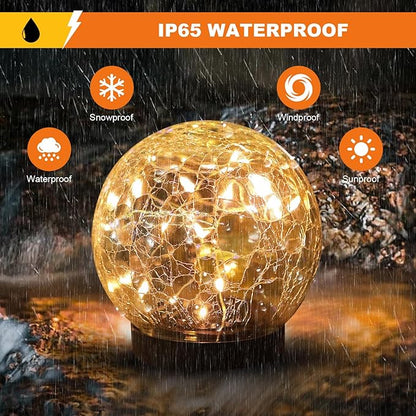 MLKNK Solar Globe Lights Outdoor Waterproof-Solar Balls-Solar Garden Lights-Orbs for Outside 6 Pack Cracked Glass Ball for Lawn Patio Yard Backyard Decorations