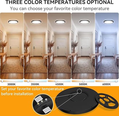 WKONCLDY 5CCT 3000k//3500k/4500k//5000k/6000k Selectable, Dimmable Led Flush Mount Ceiling Light, 20 Inch 5000LM Round Modern Flat Panel,Super Slim for Living Dining Kitchen Bedroom Room