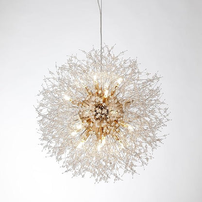 Modern Sputnik Chandelier, 16 Lights Dandelion Crystal Chandelier, Gold Firework Chandelier Pendant Light Fixture for Foyer Living Room Bedroom