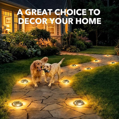 AGPTEK Solar Driveway Lights Outdoor 12 Pack, 2 Color Modes LED Deck Dock Marine Waterproof Driveway Marker Lights for Step Sidewalk Stair Garden Pathway Walkway Yard (Warm White/Cool White)