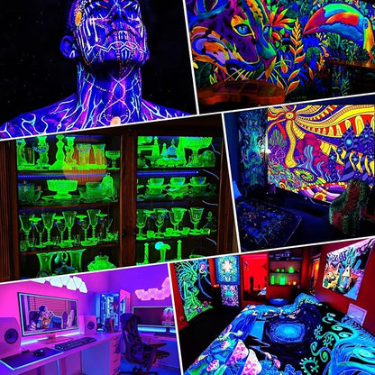 2 Pcs 100W LED Black Light Bar, IP66 Waterproof Blacklight with 6ft Cord Switch, Black Lights for Neon Glow Party Fluorescent Poster Body Paint Birthday Bedroom Classroom Halloween Christmas
