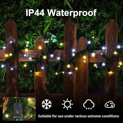 LAMPHOME 500 LED String Lights - Outdoor/Indoor Plug-in Twinkle Fairy Lights, 46ft 500LED, Warm White & White