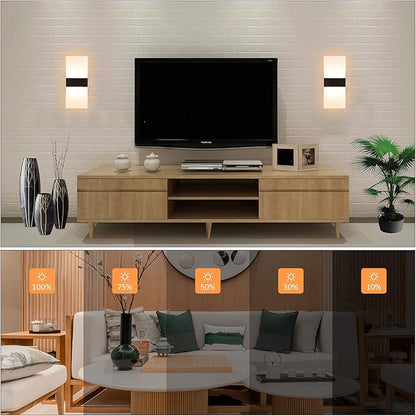 Lightess Modern Wall Sconce Dimmable Sconce Wall Lighting 12W Black Indoor Wall Lamp Acrylic Wall Mounted Lighting Fixture for Bedroom Living Room Hallway, Warm White