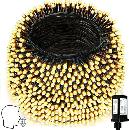 Voice Controlled Smart Christmas Lights Outdoor, 274ft 800 LED Twinkle String Lights with 7 Voice Commands, 12 Modes & Timer, Waterproof Christmas Tree Lights for Party Garden (Warm White)