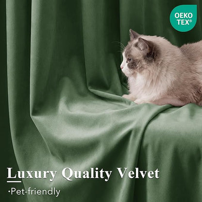 StangH Emerald Green Velvet Curtains Room Darkening Soft Drapes with Back Tab for Bedroom Living Room Home Theater Thermal Insulated Window Treatment Energy Efficient, 52x108 Inch, 2 Panels