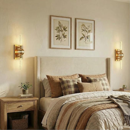 Wall Sconces Set of Two, Brushed Brass Modern Wall Sconce Indoor, 13W Dimmable LED Sconces Wall Lighting for Bathroom Bedroom Living Room Hallway (17.7inch,2 Pack)