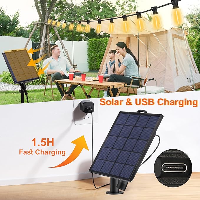 YOSION Solar Powered Warm White LED Outdoor String Light with Remote Control, Shatterproof Light Bulbs for Backyard Garden Patio Pergola Gazebo Bistro Bedroom Christmas Wedding Party (20+2 Bulbs)