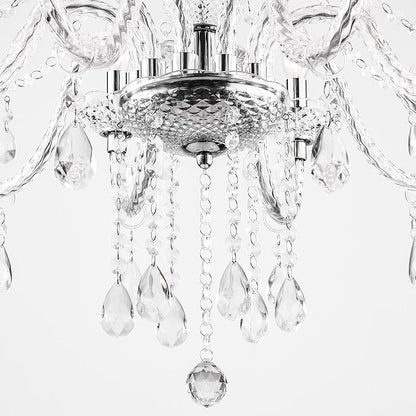 PAPAYA Plug in Crystal Chandeliers Clear Chandelier 25 * 27.5in 10-Light Modern Pendant Ceiling Lighting Fixture with Acrylic Crystals & Beads for Girls Room,Living Room,Kitchen Island,Entryway.