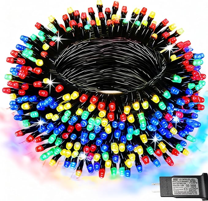 Pooqla Colorful Christmas Lights, 200 LED 66 ft Holiday String Lights for Indoor Outdoor Decoration, 8 Modes Fairy Lights for Home Yard Patio Wedding Party, Red Green Yellow Blue