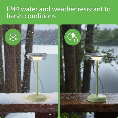 Cocktail Style Solar Table Lamp – Cordless LED Light with USB-C Charging, Dimmable Warm 2700K Glow, Weather Resistant for Indoor/Outdoor Use – Green, 1 Pack