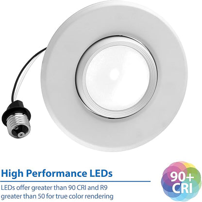 NICOR Lighting 5/6 inch Adjustable LED Eyeball Retrofit Downlight Kit in 3000K (DEB56-20-120-3K-WH)