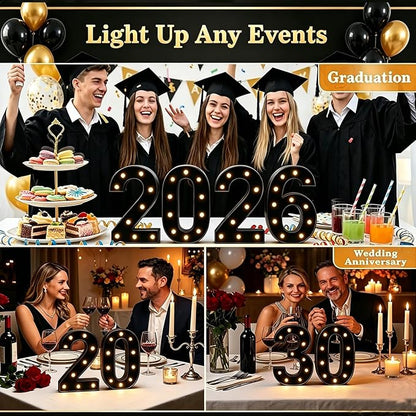 OYCBUZO Light Up Black Alphabet Marquee Number Sign LED Marquee Number Lights Sign for Night Light Home Bar Christmas Lamp Birthday Party Wedding Decoration 0