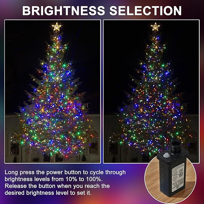 RPGT Christmas Tree Light 200 LEDs 73ft Green Cable Wire Fairy String Twinkle Lights Plug in 12 Modes for Xmas Party, Indoor,Outdoor, Garden, Wedding, Home Decoration (Multi Color)