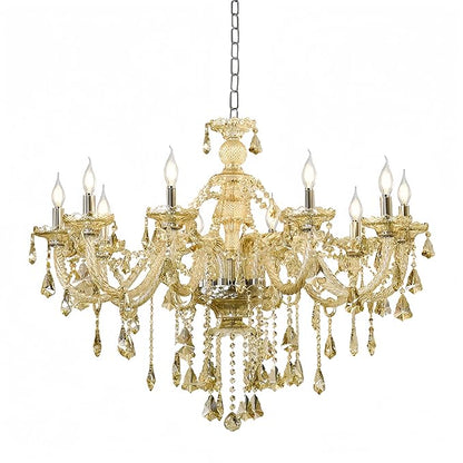 Cognac K9 Crystal Chandeliers Lighting Fixture 10 Lights, Modern Crystal Ceiling Lights, E12 Crystal Pendant Light Fixtures for Home Store Hallway (10 Lights)