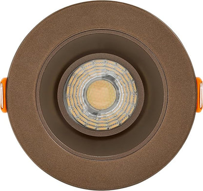 Maxxima 2 in. Ultra-Thin Recessed Anti-Glare LED Downlight - Canless IC Rated, 5 Color Temperature Selectable 2700K/3000K/3500K/4000K/5000K, Dimmable, Round Bronze Trim, 90 CRI
