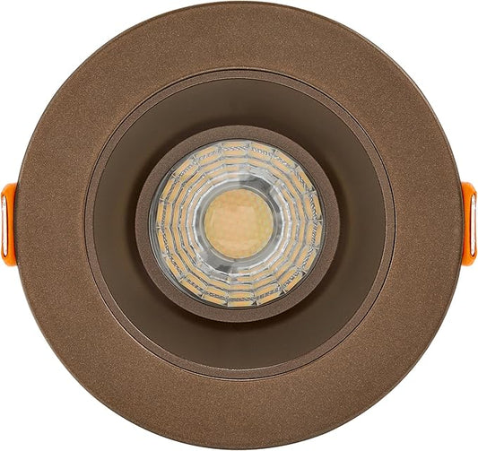 Maxxima 2 in. Ultra-Thin Recessed Anti-Glare LED Downlight - Canless IC Rated, 5 Color Temperature Selectable 2700K/3000K/3500K/4000K/5000K, Dimmable, Round Bronze Trim, 90 CRI