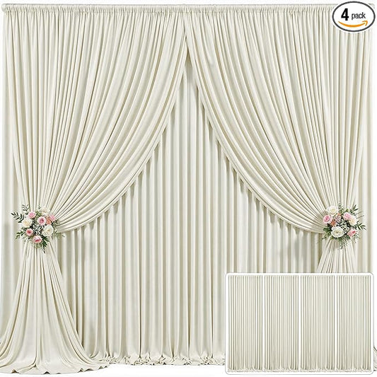 4 Panels Beige Backdrop Curtain for Wedding Parties Wrinkle Free Beige Photo Curtains Backdrop Drapes Fabric Decoration for Baby Shower Photoshoot 20ft(W) x 10ft(H)