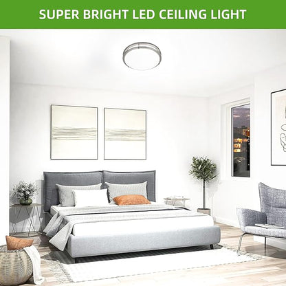 Hlite 13inch LED Flush Mount Ceiling Light, 36W 3600LM Ultra Bright, 5000K Daylight White Ceiling Light Fixture for Bedroom Kitchen Bathroom Hallway, Nickel