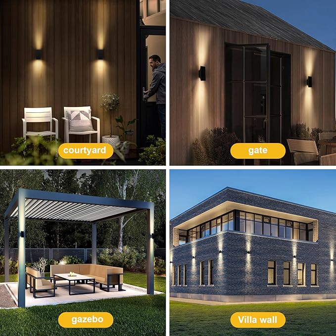 SOTTLOT Solar Outdoor Lights, 3000K 700LM Solar Wall Lights Outdoor Up and Down, Dimmable Solar Sconce Lights, IP65 Waterproof Outdoor Solar Lights for Yard Patio Garage Porch, 1pcs