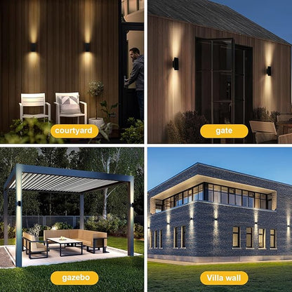 SOTTLOT Solar Outdoor Lights, 3000K 700LM Solar Wall Lights Outdoor Up and Down, Dimmable Solar Sconce Lights, IP65 Waterproof Outdoor Solar Lights for Yard Patio Garage Porch, 1pcs