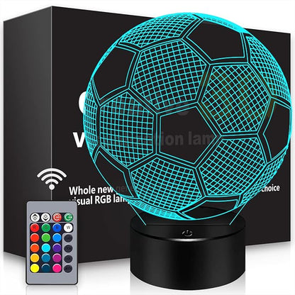 BASSI Soccer Gifts 3D Night Light,16 Colors Changing Touch/Remote Contro, World Cup 2026 Night Light Decor, Soccers 3D Illusion Lamp, Birthday Gifts for Boys Girls, Soccer Stuff Room Decor