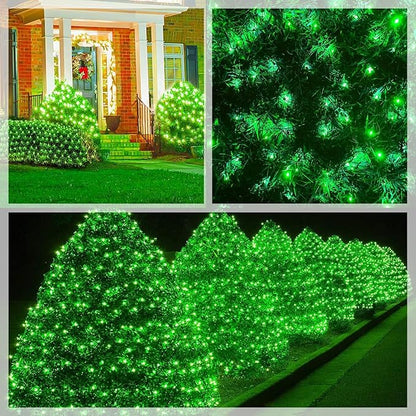Neoclassy 120Led Christmas Net Lights Outdoor 5ft x 6ft Connectable, 8 Modes Waterproof Black Wire 29V Plug in Mesh Net Christmas Lights for Garden, Yard, Bushes, Trunk, Xmas Tree Decor (Green)