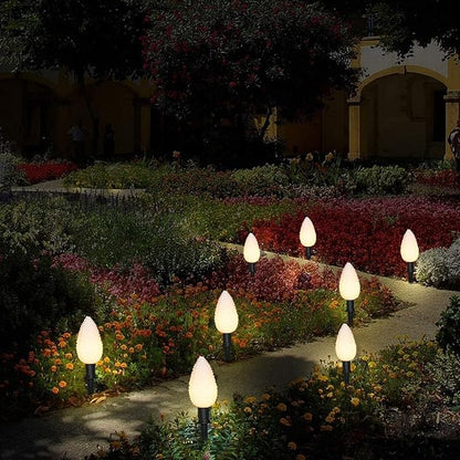 Abeja C9 Christmas Pathway String Lights, 14Ft LED Pinecone Pathway Stakes with 8 Pine Cone Lights, Christmas Lights Outdoor Yard Decorations for Walkway & Driveway Use-2 Sets