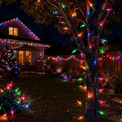 TW SHINE Outdoor Christmas Lights, 20FT 100 Count Christmas String Lights Incandescent, Waterproof Indoor Mini Christmas Tree Lights for Xmas Decorations, Multi Colored