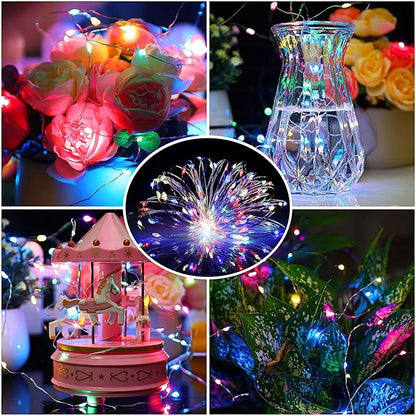 ZGWJ 12 Pack Fairy Lights Battery Operated, Rainbow Color 7ft 20 Mini LED Fairy String Lights Silver Wire 3 Modes for DIY, Parties, Wedding, Bedroom, Halloween Christmas Decoration