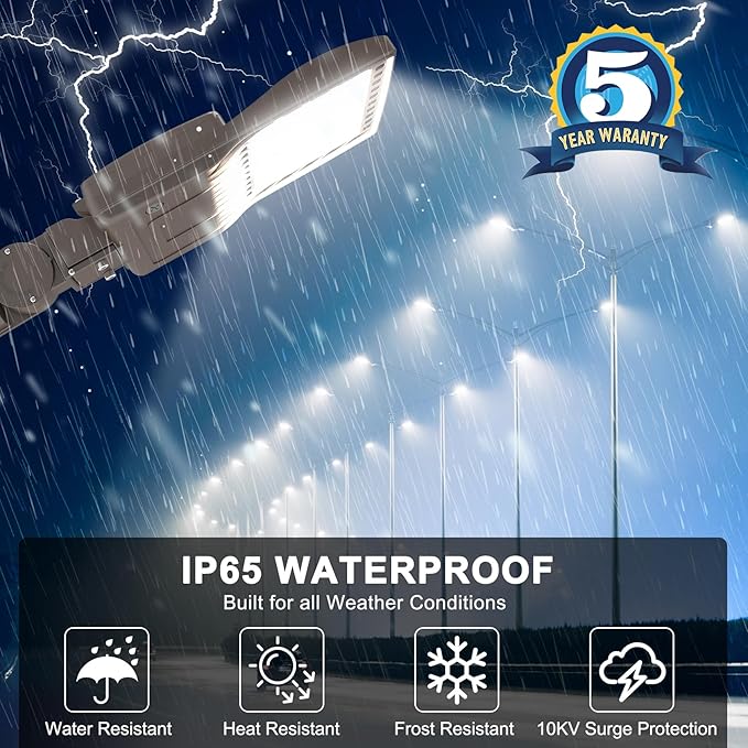 480V LED Parking Lot Lights 150W 21000LM LED Shoebox Pole Lights Fixture 400W HID/HPS Replacement 5000K IP65 AC 277-480V UL Listed Outdoor Area Street Security Lighting for Stadium Roadways