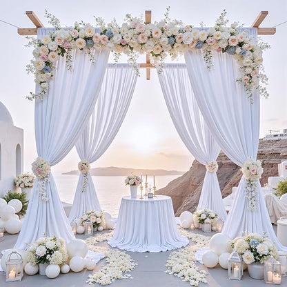 30 ft x 10 ft Wrinkle Free White Backdrop Curtain for Wedding Parties, Polyester Photo Backdrop Drapes for Baby Shower Birthday Party Backdrop Stand, Bulk Thick Background Curtains, 5x10FT 6 Panels