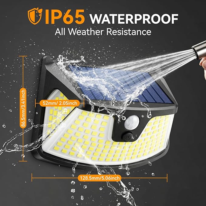 BUCASA 152LED Solar Motion Light Outdoor 850LM Super Bright 3-Mode Motion Sensor Lights Outdoor IP65 Waterproof 270° Wide Security Light Solar Powered Flood Lamp for Garden Wall Fence Garage（4 Pack）
