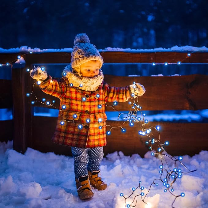 Flechllary Solar String Lights for Outside, 39Ft 100 LED Solar String Lights Outdoor with 8 Modes，Solar Lights for Outside Waterproof for Yard, Fence,Balcony, Party,Christmas Tree Decorations (Blue)