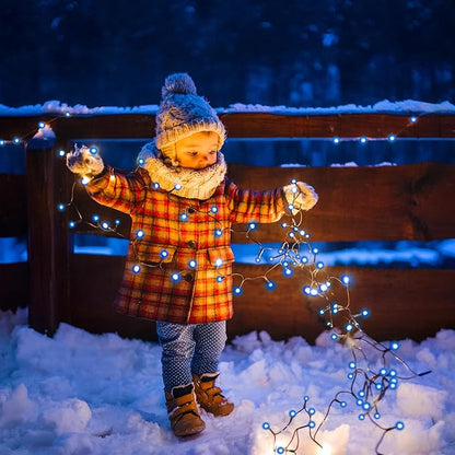 Flechllary Solar String Lights for Outside, 39Ft 100 LED Solar String Lights Outdoor with 8 Modes，Solar Lights for Outside Waterproof for Yard, Fence,Balcony, Party,Christmas Tree Decorations (Blue)