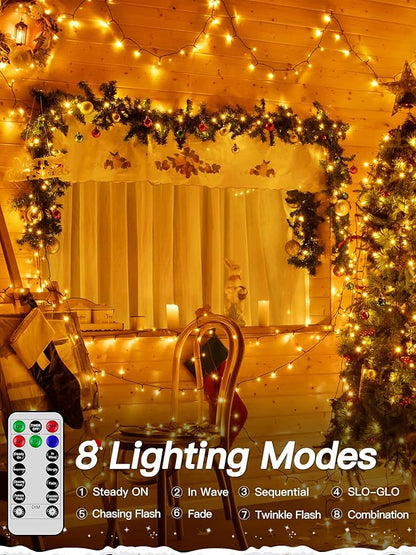 Guhope Christmas Lights 263FT 800 LED, Christmas Tree Light with 8 Lighting Modes, Outdoor Waterproof String Lights with Remote and Timer, Xmas Light for Holiday Decor (Warm White)