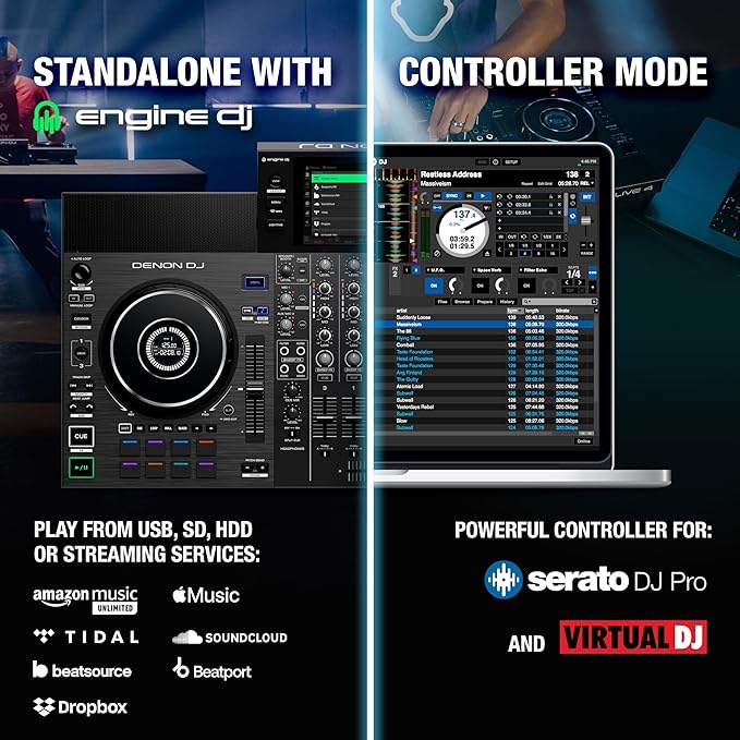 Denon DJ SC Live 4 DJ Controller and DMX Lighting Controller for Live Music, DJ sets, Events, Music production